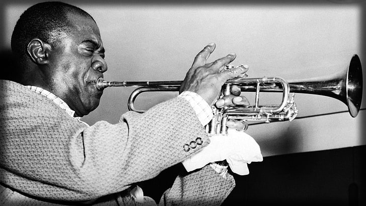 Louis Armstrong, pipe, jacket, face, play, music, trumpet, musical Instrument