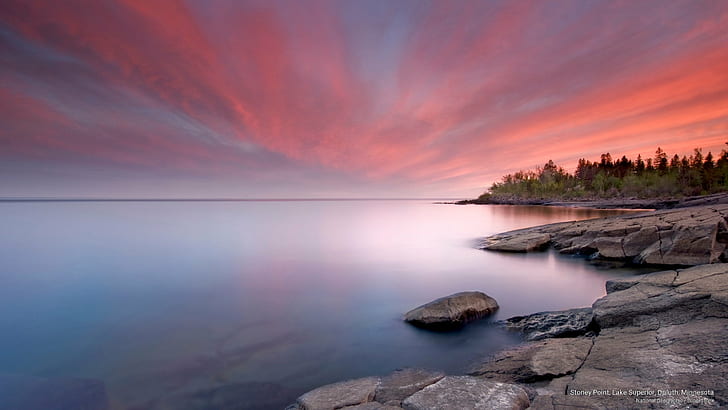 Stoney Point, Lake Superior, Duluth, Minnesota, Sunrises/Sunsets, HD wallpaper