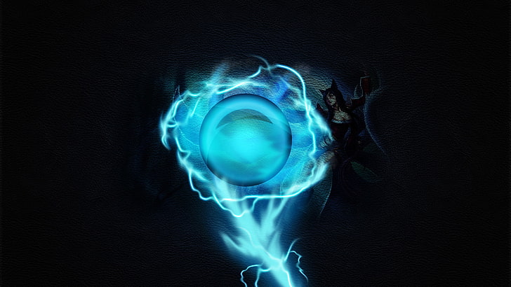 round blue lighted ball anime illustration, Riot Games, League of Legends