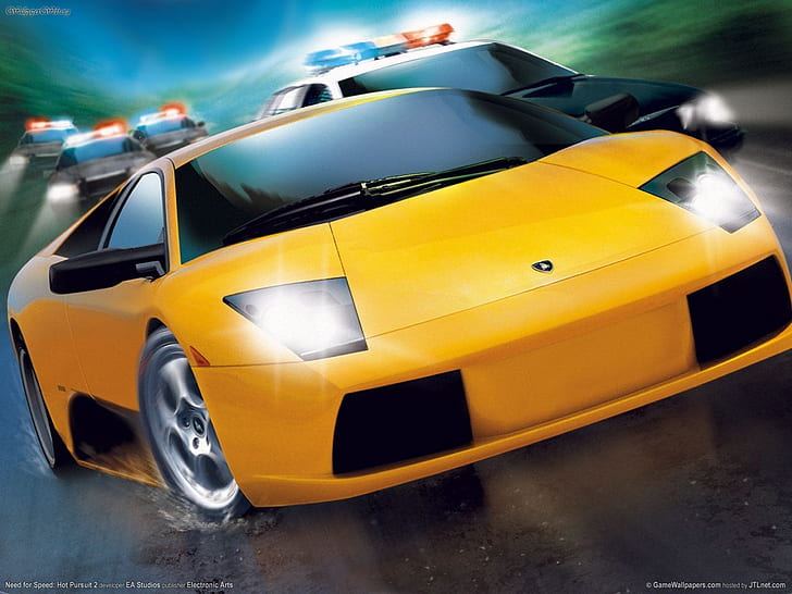 Need for Speed: Hot Pursuit 2, yellow lamborghini, NFS, HD wallpaper