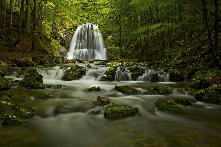 motion photography of falls, Sound, Pounding, waterfall, Wasserfall, HD wallpaper