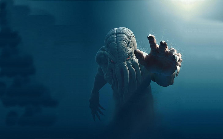 sea monster digital wallpaper, creature, Cthulhu, H. P. Lovecraft