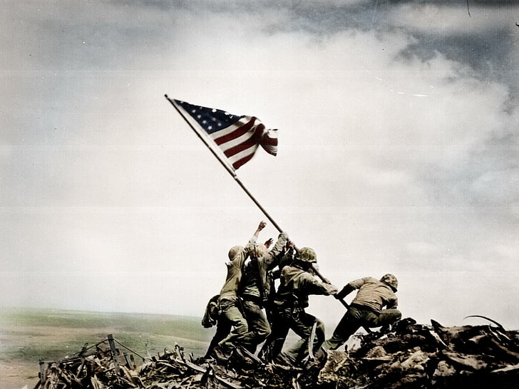 group of army holding USA flag, Military, Soldier, Iwo Jima, Marines, HD wallpaper