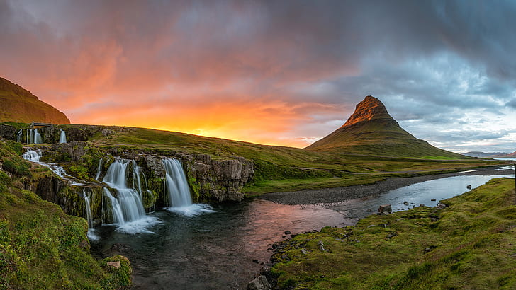 Kirkjufell Mountain In Iceland Kirkjufell Mountain On The North Coast Of Iceland’s Landscape Sunset Hd Desktop Wallpapers For Laptop Tablet And Mobile Phones