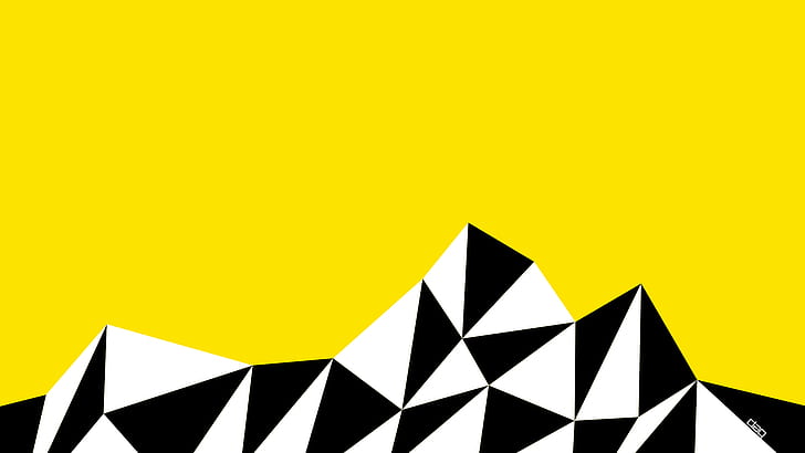 simple, mountains, yellow, black, gray, HD wallpaper