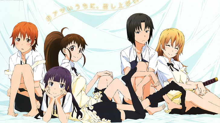 group of sitting girl anime characters digital wallpaper, Working!!, HD wallpaper