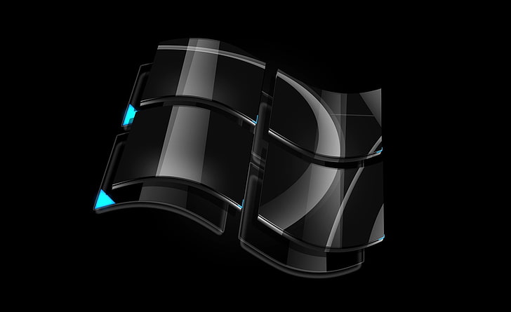 Vista Black Logo, Windows logo, Windows Vista, studio shot, black background