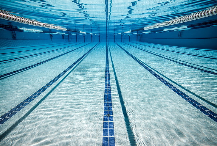 swimming pool, water, underwater, swimming lane marker, no people