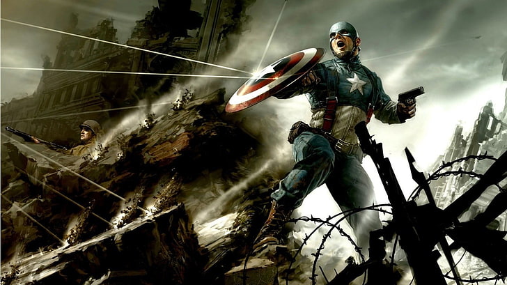Captain America digital wallpaper, comics, Marvel Comics, helmet, HD wallpaper