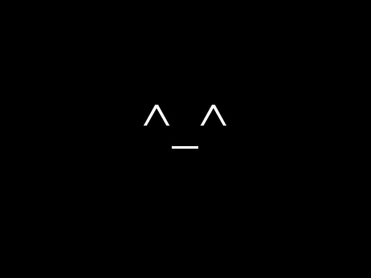 white smiley with black background, minimalism, Didact, illuminated, HD wallpaper