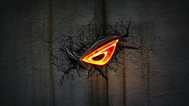 Asus ROG wallpaper, dark, logo, black, cracks, fire - Natural Phenomenon