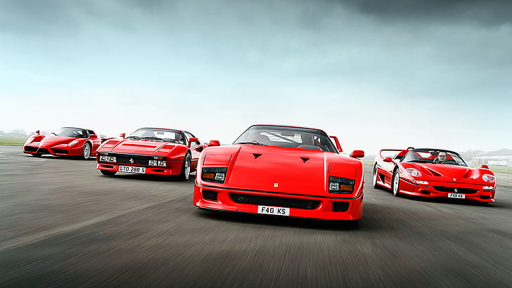 car, Enzo Ferrari, Ferrari F40, Ferrari F50, Red Cars