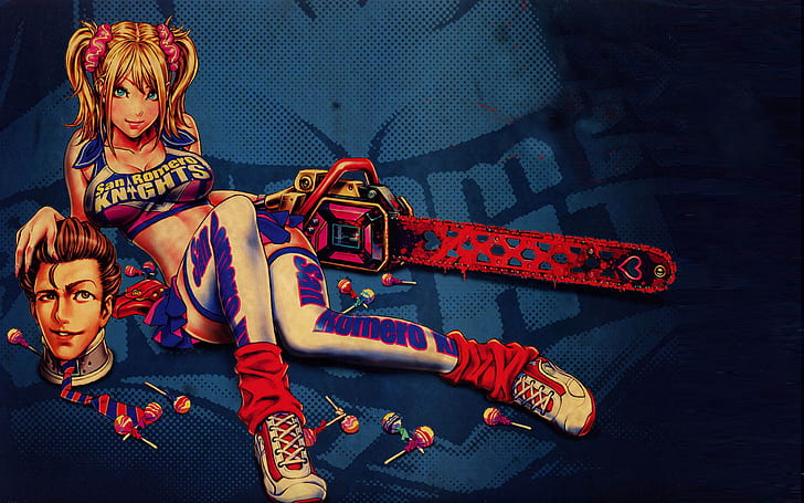 Lollipop Chainsaw Chainsaw Juliet Starling Cheerleader Blonde HD, HD wallpaper