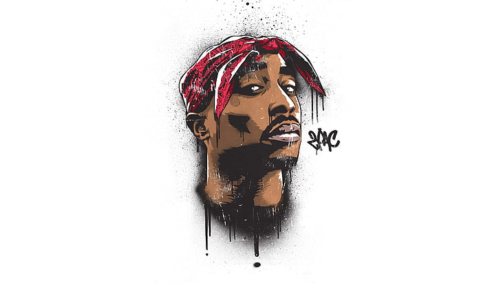 Tupak Shakur portrait painting, 2Pac, hip hop, Makaveli, men