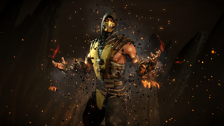 Mortal Kombat Scorpion illustration, Mortal Kombat Scorpion digital wallpaper, HD wallpaper