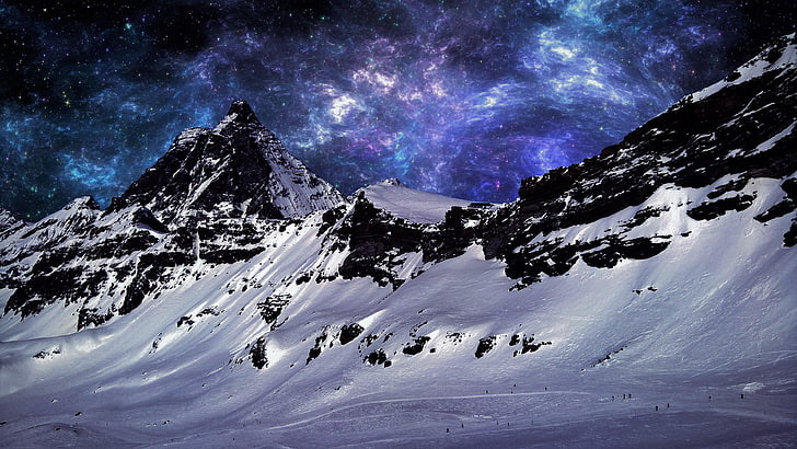 sky, nature, mountain, winter, snow, space, klein matterhorn, HD wallpaper