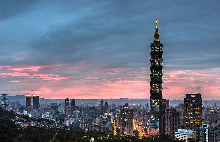city, Taipei 101, architecture, building exterior, built structure