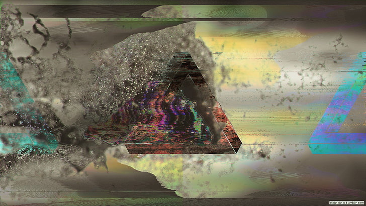 brown and green house near body of water painting, glitch art