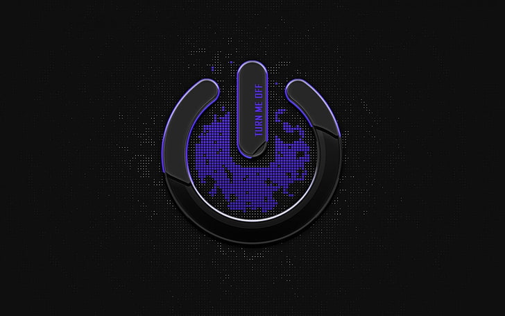 purple and black turn me off logo, power buttons, simple background, HD wallpaper