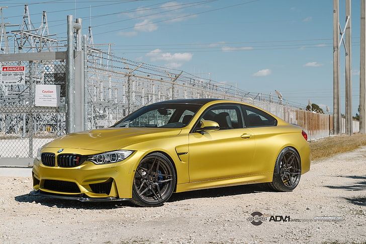 BMW, M4, BMW M4, ADV.1, ADV.1 Wheels, Austin Yellow, mode of transportation, HD wallpaper