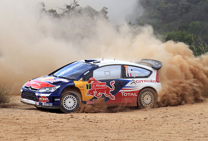 Dust, Citroen, WRC, Rally, Competition, The view from the side, HD wallpaper