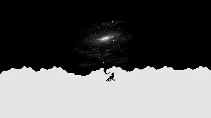 white and black galaxy theme illustration, abstract, universe, HD wallpaper