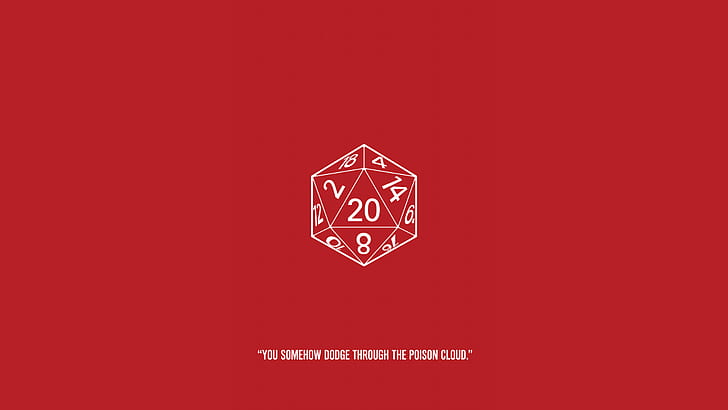 humor, d20, red background, simple background, Dungeons and Dragons
