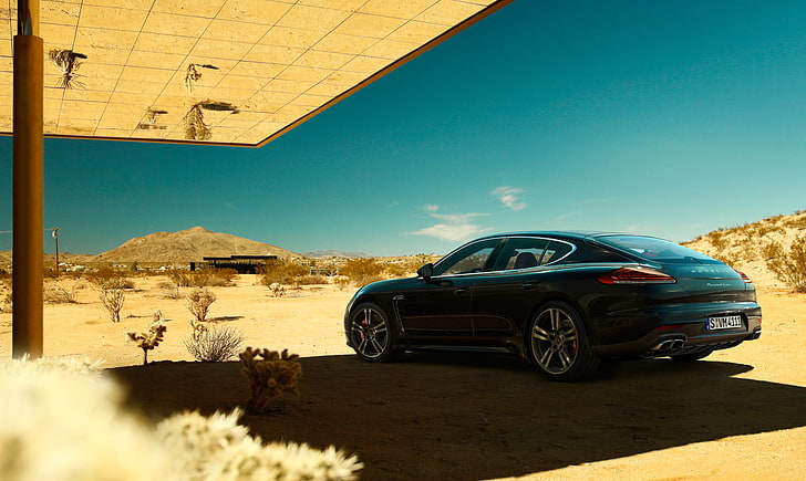 car, vehicle, Porsche, Porsche Panamera, CGI, desert, landscape
