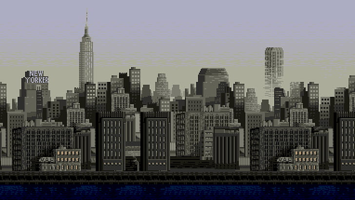 The city, Building, New York, New York City, Retro, 8Bit, 8 Bit, HD wallpaper