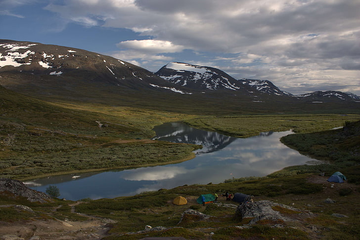 kungsleden, landscape, midnight sun, polar, sweden, mountain, HD wallpaper