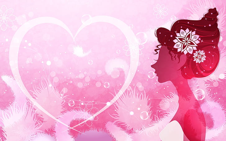 Vector women and love heart-shaped, HD wallpaper