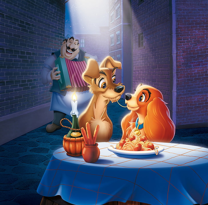 The Lady and The Tramp HD Wallpaper, Disney Lady and the Trump wallpaper, HD wallpaper