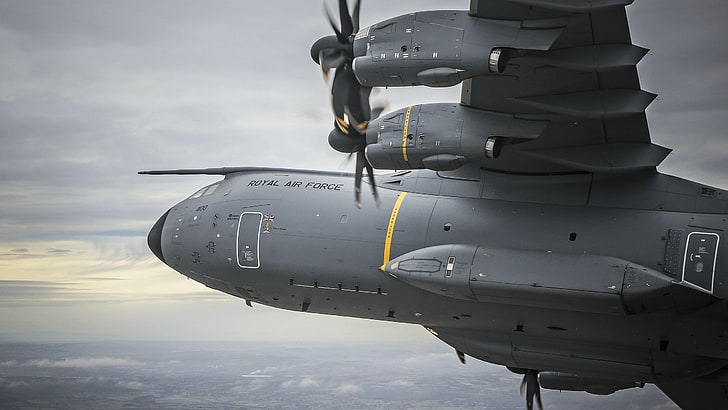 military, Royal Airforce, Airbus A400M Atlas, air vehicle, airplane, HD wallpaper