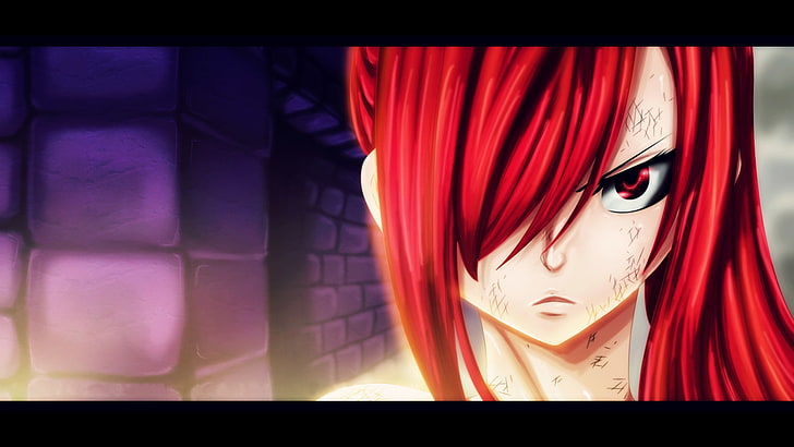 Scarlet Erza, Fairy Tail, red, auto post production filter, HD wallpaper