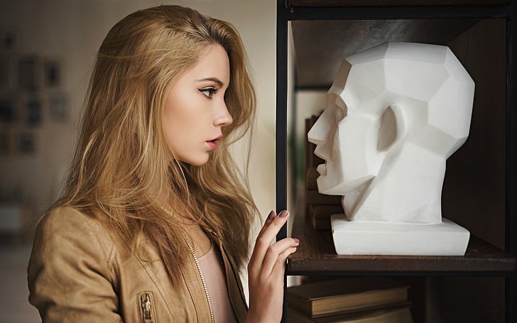 Sergey Zhirnov, face, profile, blonde, women, model, Ksenia Kokoreva, HD wallpaper