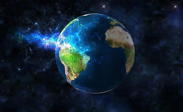 3D Earth Desktop Background, planet earth digital wallpaper, Space