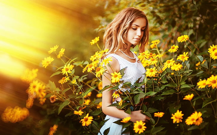 beautiful girl image 1920x1200, flower, flowering plant, young adult, HD wallpaper