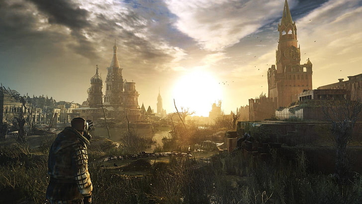 Metro Last Light gameplay screenshot, the sun, sunset, dawn, Apocalypse, HD wallpaper