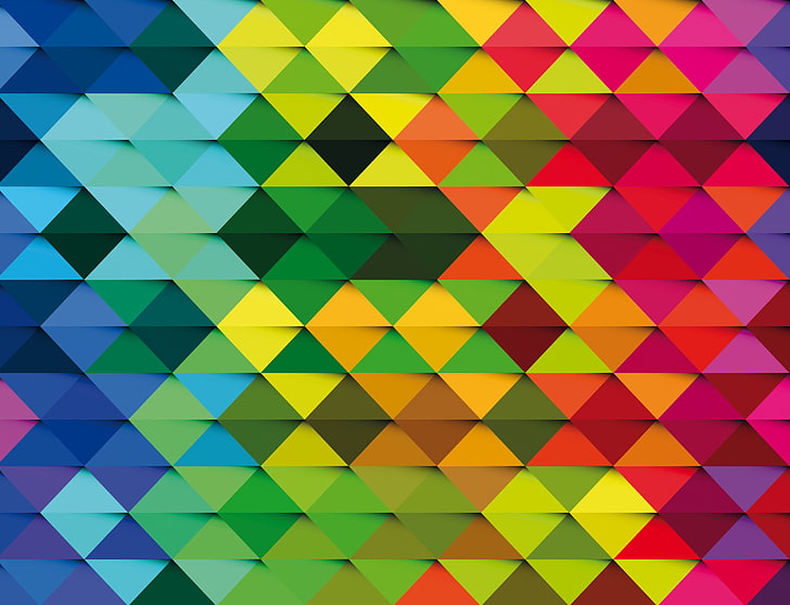 abstract geometric digital wallpaper, triangle, background, colorful, HD wallpaper