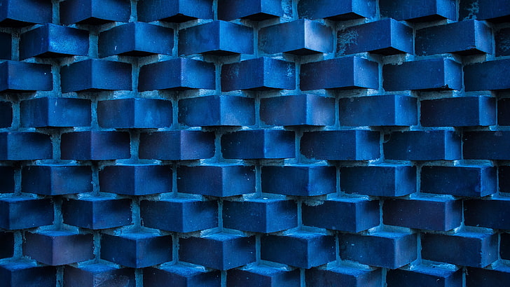 black and white plastic organizer, photography, blue, bricks, HD wallpaper