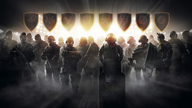 war, police, weapon, artwork, helmet, men, gas masks, Rainbow Six: Siege, HD wallpaper