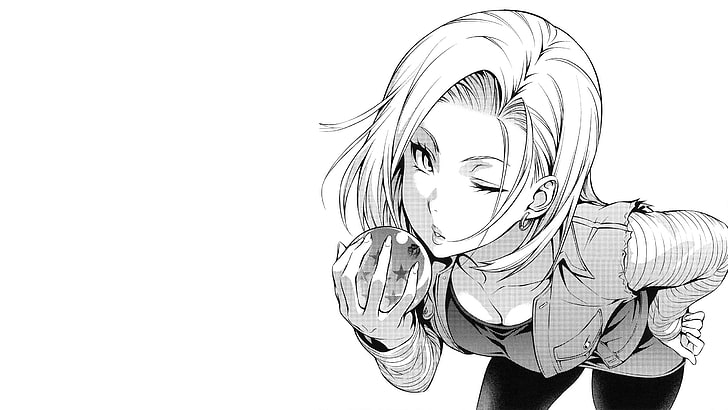 anime girls, Android 18, Dragon Ball Z, simple background, HD wallpaper