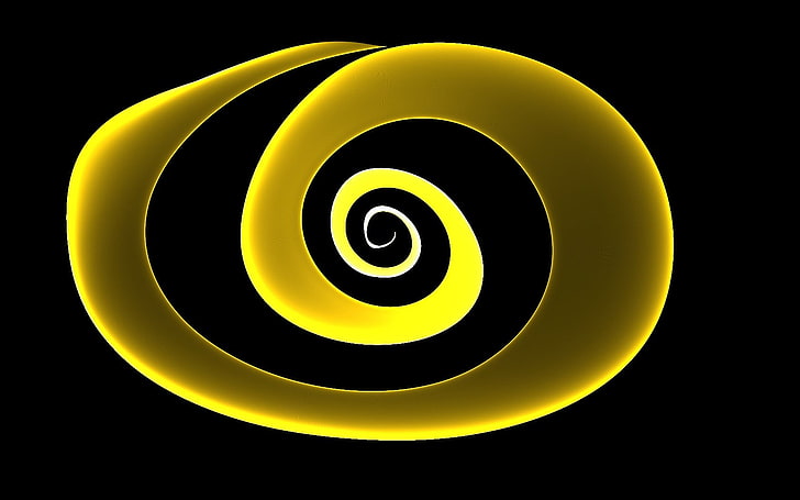 yellow and black Galatasaray logo, spiral, simple, minimalism, HD wallpaper