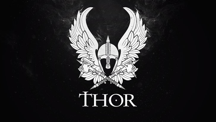 Thor logo, Marvel Heroes, text, no people, communication, night, HD wallpaper