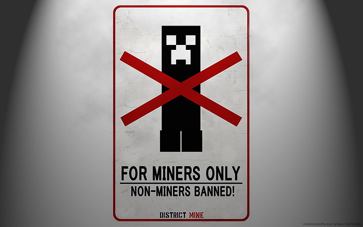 fore miners only signage board, Minecraft, creeper, video games, HD wallpaper