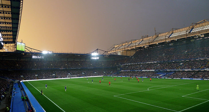 green soccer field, Chelsea FC, sport, sports, stadium, team sport, HD wallpaper