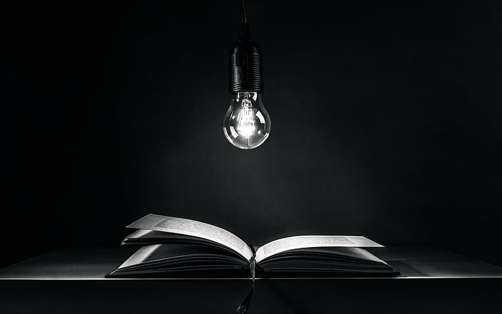 black light bulb, lights, books, publication, lighting equipment, HD wallpaper
