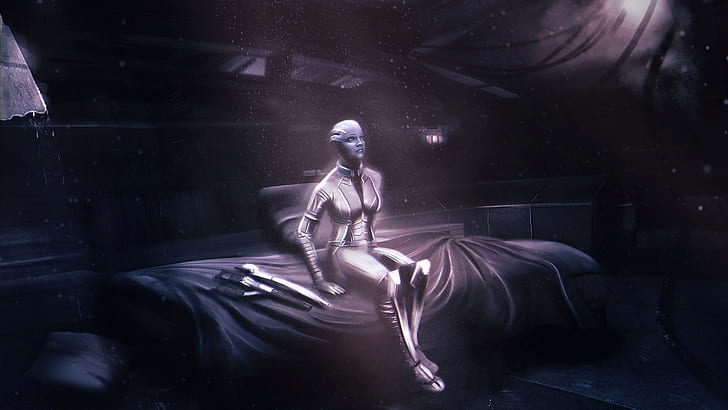 Mass Effect, normandy, cabin, asari, Liara T Soni, HD wallpaper