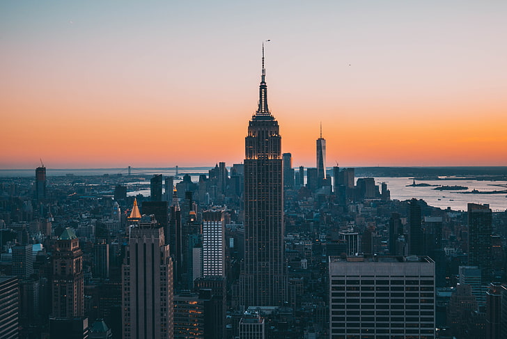 Empire State Building, New York, New York City, sunset, cityscape, HD wallpaper
