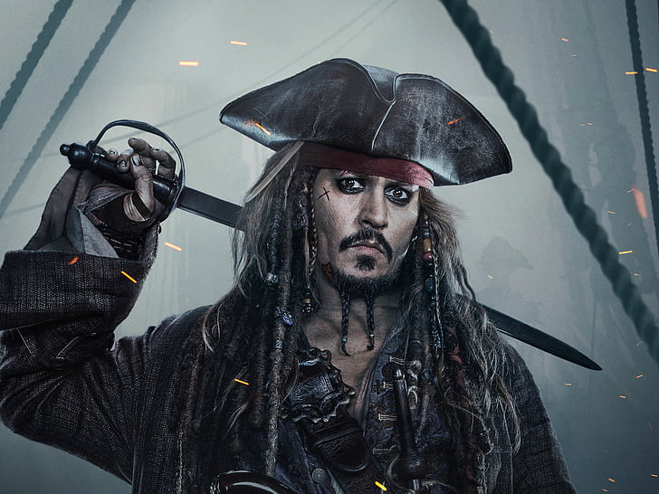Captain Jack Sparrow, Johnny Depp, Pirates of the Caribbean: Dead Men Tell No Tales, HD wallpaper